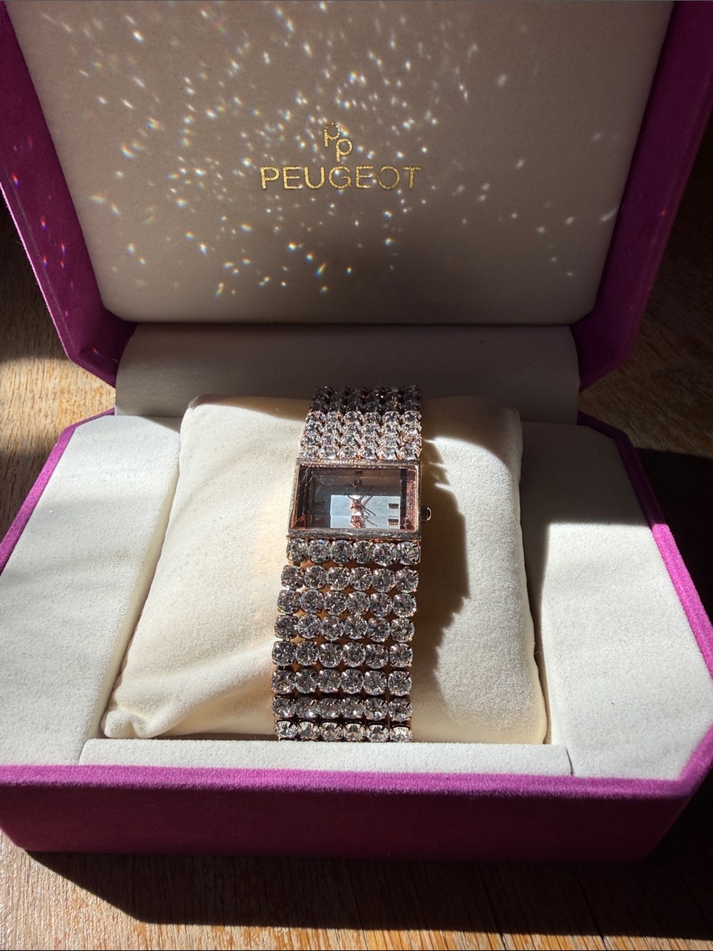 Peugeot Rose Gold Crystal Bracelet Watch